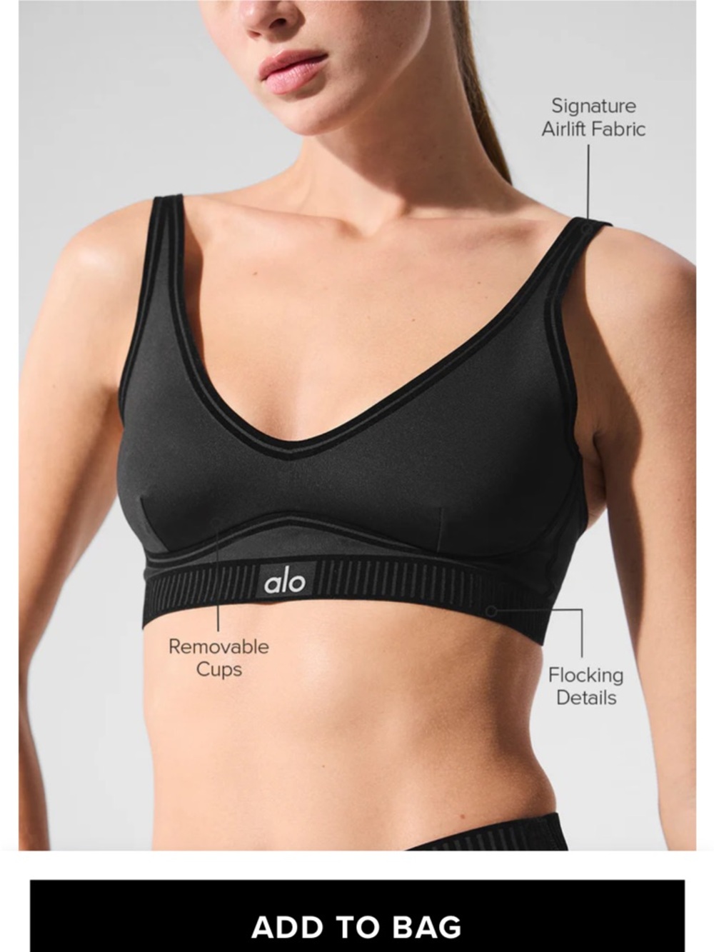 ALO Yoga Black V-Neck Airlift Sports Bra